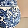 Vintage Blue & Cream Pottery Water Pitcher Jug, Korond, Transylvania Image 3