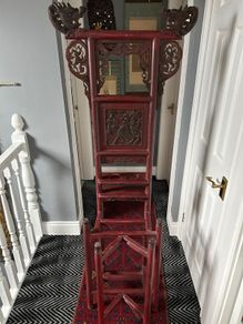 Antique Chinese Red Lacquer Wash Basin Stand