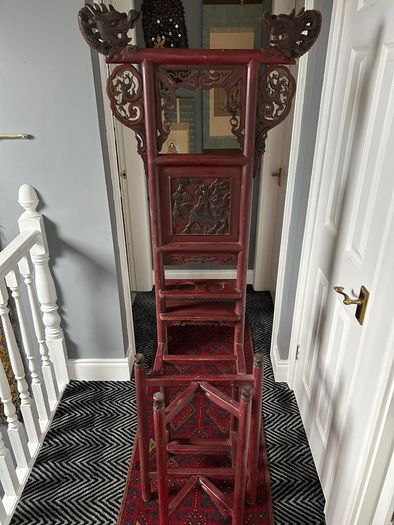 Antique Chinese Red Lacquer Wash Basin Stand