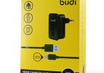 Budi 10Watt/2.1Amp 2USB Ports Wall Charger For Tablets Mobiles Phone - black