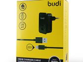 Budi 10Watt/2.1Amp 2USB Ports Wall Charger For Tablets Mobiles Phone - black