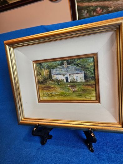 Original oil painting by Liz Fearon - likely titled "Abandoned Cottage, Killadoon"