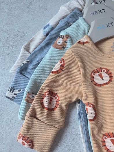 First Size (Newborn), With Tags 4 Next Animal Print Sleepsuits