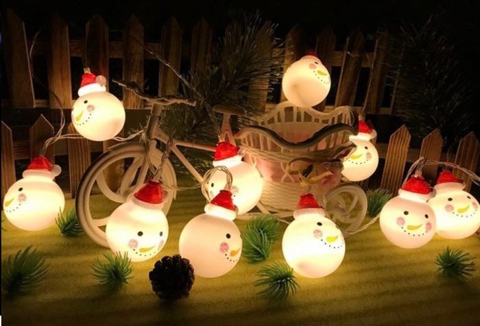 Christmas Light,Led Christmas Snowman String Starry Light for Gardens,Home,Wedding,Christmas Party,Battery-Powered,Christmas Decoration,Warm White (FREE POSTAGE)