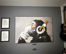 Large Banksy DJ Monkey Canvas (Street Art Wall Canvas)