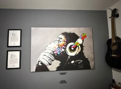Large Banksy DJ Monkey Canvas (Street Art Wall Canvas)