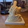 Antique La Pieta. Vintage Virgin Mary and Jesus Religious Statue on a marble base. Image 6