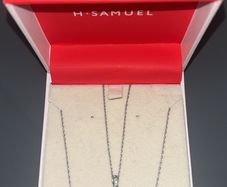 H.Samuel Sterling Silver Diamond Droplet Necklace