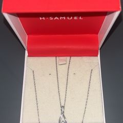 H.Samuel Sterling Silver Diamond Droplet Necklace