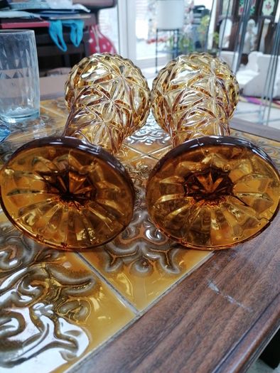 Pair of stunning Amber glass vases