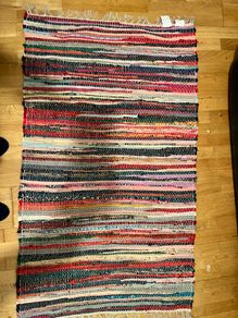 SHANTI Multi Coloured Rug | Hand Woven | Eco-Friendly: 100% Recycled Fabric | Ethically Sourced | Flat Weave (90 cm x 150 cm)