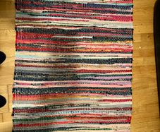 SHANTI Multi Coloured Rug | Hand Woven | Eco-Friendly: 100% Recycled Fabric | Ethically Sourced | Flat Weave (90 cm x 150 cm)