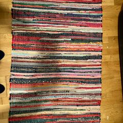 SHANTI Multi Coloured Rug | Hand Woven | Eco-Friendly: 100% Recycled Fabric | Ethically Sourced | Flat Weave (90 cm x 150 cm)