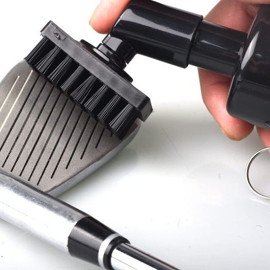 Golf Club Brush Groove Cleaner with Built-in Water Spray and Hook, Groove Cleaning Brush for Golf Ball Club, Black
