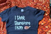 Navy T-shirt "I think therefore I ham"
