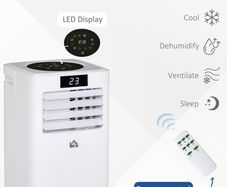 Air Conditioner, Dehumidifier, Cooling Fan with Remote Control, Digital Display, 2 Speeds, 24H Timer, Window Venting Kit,