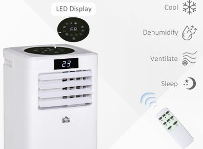 Air Conditioner, Dehumidifier, Cooling Fan with Remote Control, Digital Display, 2 Speeds, 24H Timer, Window Venting Kit,