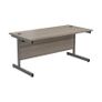 New Straight Office Desk with Cantilever Legs W1600 x D800mm - Grey Oak Image 3