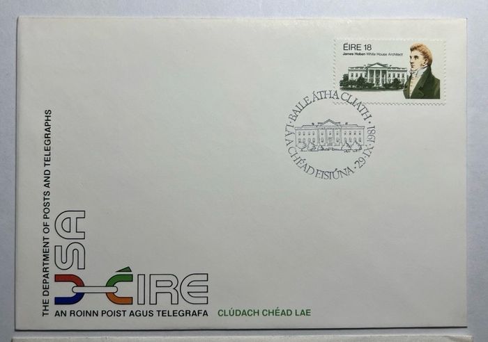 Ireland 1981 James Hoban White House Architect FDC Irish & USA Envelopes Stamps
