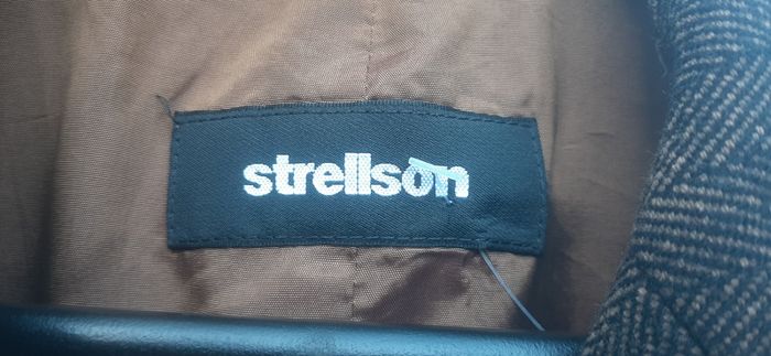 strellson mens long brown herringbone dress coat