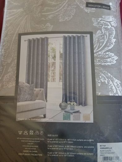 Pair of New Silver Black out Curtain, Eyelet