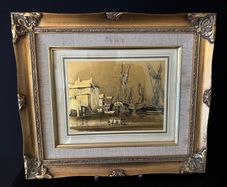 Vintage Gold Foil Print - "Billingsgate" After Whistler (Framed, 46.5 x 31.5 cm)