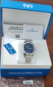TechnoMarine MoonSun TM-818001 Men's Watch - 42mm - Silver & Blue - New