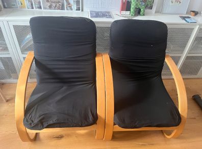 2 comfy bentwood armchairs