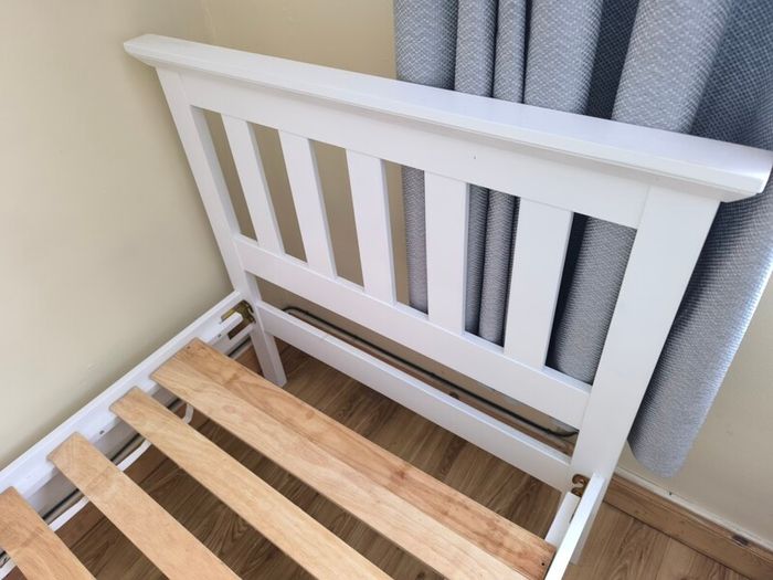 Single Bed - White wooden frame