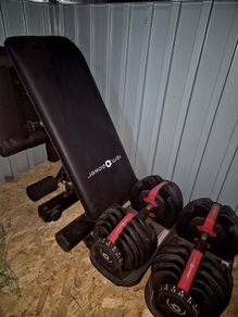 Adjustable dumbbells and bench