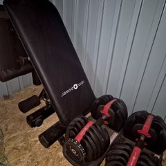 Adjustable dumbbells and bench