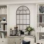 Arched wall mirror window-style wall mirror 3-piece set metal frame 76 x 43 cm black Image 4
