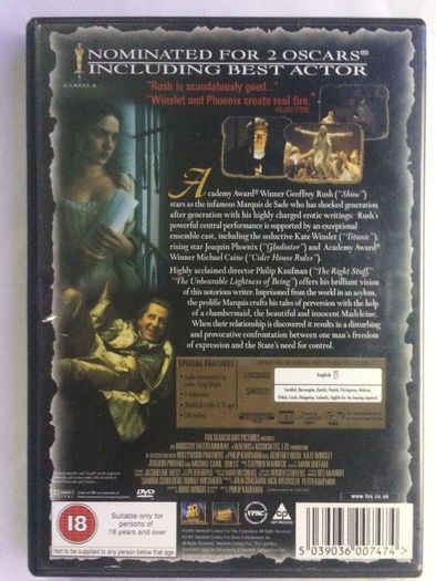 Quills [2000] Kate Winslet, Geogfrey Rush, Joaquin Pheonix & Michael Caine [Movie DVD]