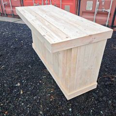 Rustic kitchen island with overhang