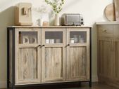 Kitchen cabinet with glass doors and steel frame