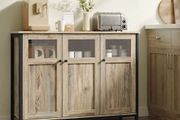 Kitchen cabinet with glass doors and steel frame