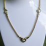 14k Yellow Gold 585 Pave  Heart Pendant 17" Popcorn Link Chain Necklace 12,85g and Box Image 2