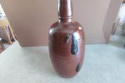 Vintage Stoneware Wine Bottle, Salt Glaze, Dark Brown, A. Rangel R. Oliveira de Azemeis, Handmade in Portugal, with Cork