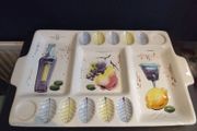 Mid-Century 1950's Kitsch Large Italian Hand-Painted Anti-Pasti Serving Dish