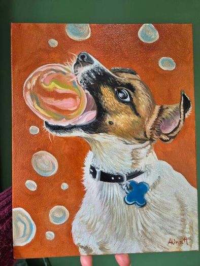 A bubbly Jack Russell - oil painting