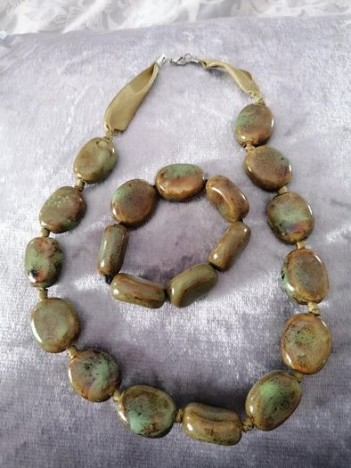 Vintage Chunky Stone Necklace & Bracelet Set