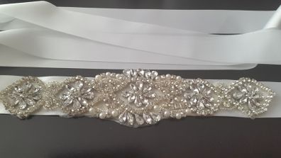Bride's Crystal and Pearl Sash