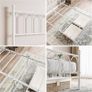 Double Metal Bed Frame 135 x 190 cm with Headboard and Footboard Heavy Duty Foundation,Metal Slat Support,White, Image 2