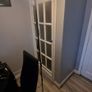 Black floor lamp with white uplighter shade Image 2