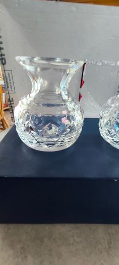 SET OF 2 BOXED Vintage Waterford Crystal Violet Vases.