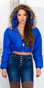 crop winter jacket with hood ROYALBLAU s-m