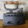 Antique Heavy Solid Coal Charcoal Ironing Iron With Rooster Catch Image 6