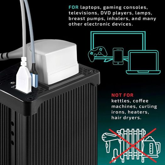 300W Car Power Inverter 12V to 240V / 230V Converter, USB-A and USB-C 3A Charging Ports - Charge Your Laptop, iPad, iPhone, Tablet, Consoles & More - Durable and Powerful - Black Aluminum Body