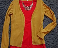 Cardigan + Top +Jewellery.  Size 10