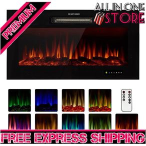92cm Recessed Wall Mounted Electric Fireplace Insert Electric Fire with Touch Screen Control Panel, Remote Control, 750/1500W, Log/Crystal Options (FREE SHIPPING)